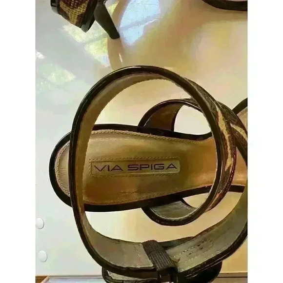 Via Spiga Women's Animal Print Strappy Sandals Size 8M Brown/Beige Stiletto Heel - Picture 4 of 8